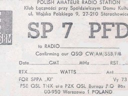 QSL SP7PFD 1979 rok